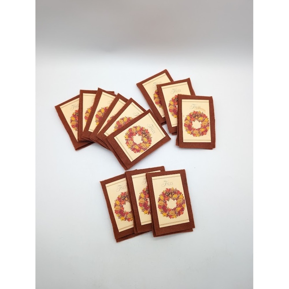 12 Set Vintage Bridge Tally Card Book Holders Autumn Wreath Fall Harvest Party - Picture 6 of 12